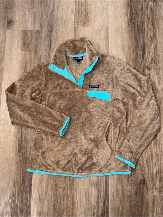 Patagonia Tops - Patagonia Women's Re-Tool Snap-T® Pullover Sweatshirt Tan Blue Size Medium